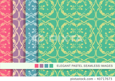 Seamless pastel retro pattern background set 40717673