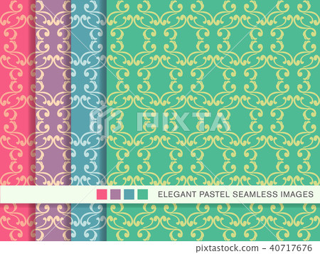 Seamless pastel retro pattern background set 40717676