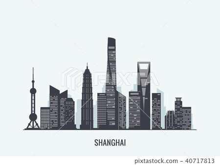 Shanghai skyline silhouette 40717813