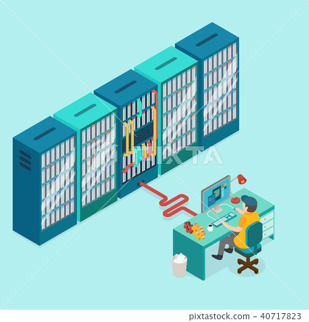 Data center and hosting. Network internet database. 40717823