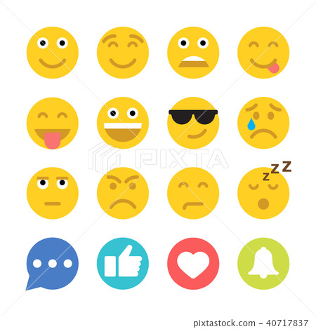 Set of Emoticons and Social Network Icons. Flat style illustrations 40717837