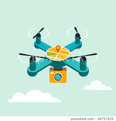 Drone quadcopter with camera, flat 3d illustration Drone quadcopter with camera, flat 3d illustration 40717839