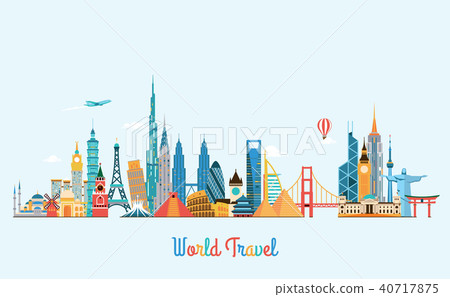 World skyline. Travel and tourism background. World skyline. Travel and tourism background. 40717875