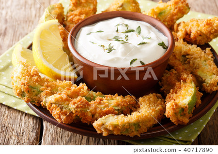 Appetizer of fried avocado in breading Appetizer of fried avocado in breading 40717890