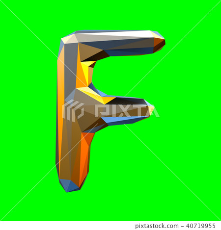 Capital latin letter F in low poly style isolated on green background 40719955