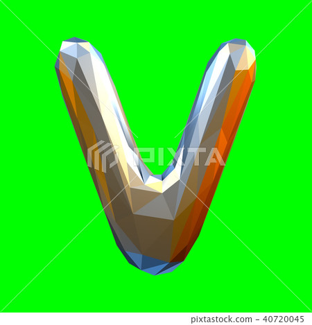 Capital latin letter V in low poly style isolated on green background Capital latin letter V in low poly style isolated on green background 40720045