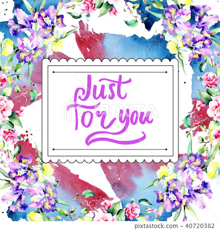 Colorful bouquet. Frame border ornament square. Fabric wallpaper print texture. Colorful bouquet. Frame border ornament square. Fabric wallpaper print texture. 40720382