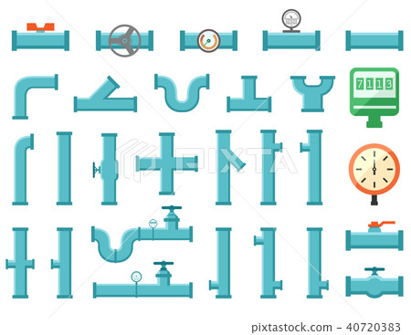 set of plumbing equipment with pipes 40720383