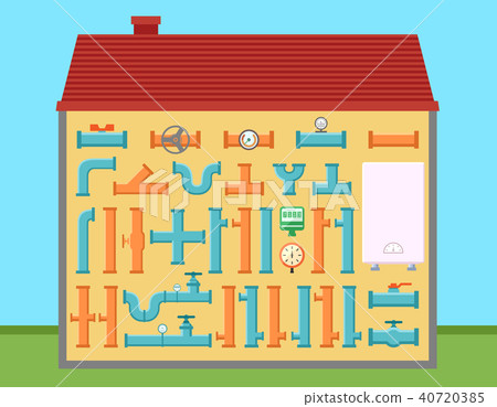 house with pipe set for pipeline engineering home 40720385