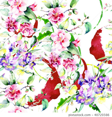 Colorful bouquet. Seamless background pattern. Fabric wallpaper print texture. Colorful bouquet. Seamless background pattern. Fabric wallpaper print texture. 40720386