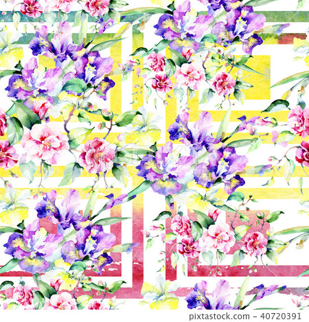 Colorful bouquet. Seamless background pattern. Fabric wallpaper print texture. Colorful bouquet. Seamless background pattern. Fabric wallpaper print texture. 40720391