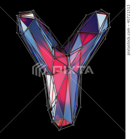 Capital latin letter Y in low poly style red color isolated on black background Capital latin letter Y in low poly style red color isolated on black background 40721513