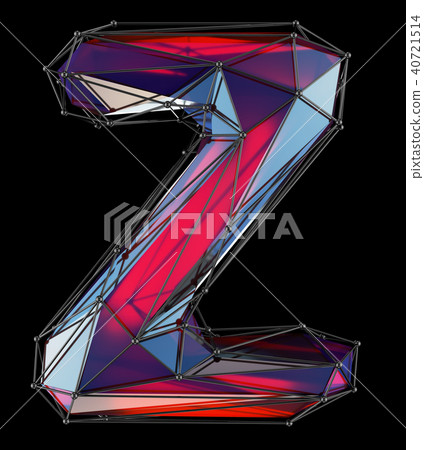 Capital latin letter Z in low poly style red color isolated on black background 40721514