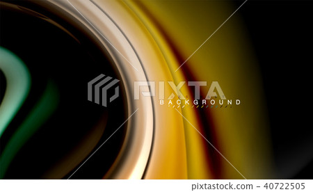Abstract wave lines fluid rainbow style color stripes on black background 40722505