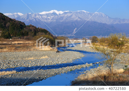 Nagano prefecture Ina-shi Mimogawa Central Alps distant view Nagano prefecture Ina-shi Mimogawa Central Alps distant view 40722580