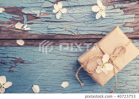 Hand made gift box and apple blossom Hand made gift box and apple blossom 40723753
