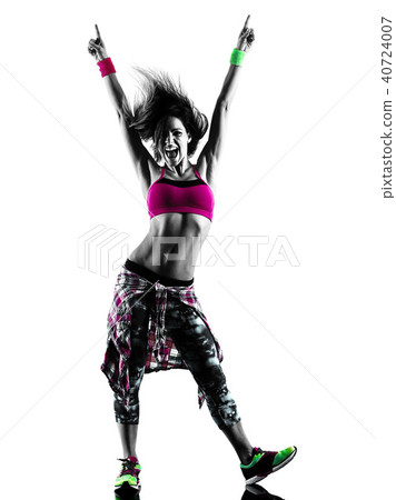 woman zumba fitness exercises dancer dancing isolated silhouette woman zumba fitness exercises dancer dancing isolated silhouette 40724007