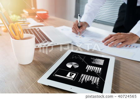 Businessman hand working with financial data 40724565