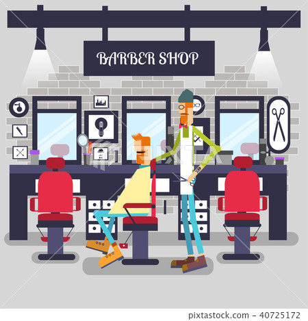 Barber trimmed client vector illustration. Stylish 40725172