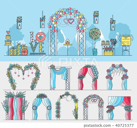 Set of chancels for wedding ceremony with flowers Set of chancels for wedding ceremony with flowers 40725377