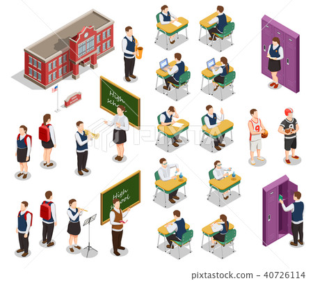 Isometric School People Set 40726114