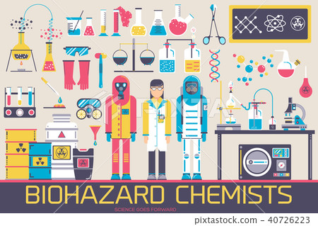 Biohazard chemists in chemistry lab  illustration 40726223