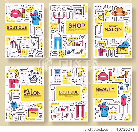 Thin line Beauty salon with assortment vector 40726271