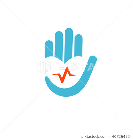 Helath care logo, heart in hand with pulse abstract vector icon. Medical charity concept symbol Helath care logo, heart in hand with pulse abstract vector icon. Medical charity concept symbol 40726453
