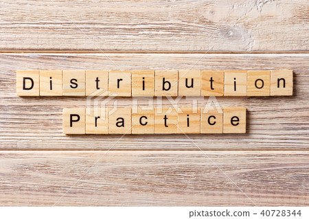 distribution practice word written on wood block distribution practice word written on wood block 40728344