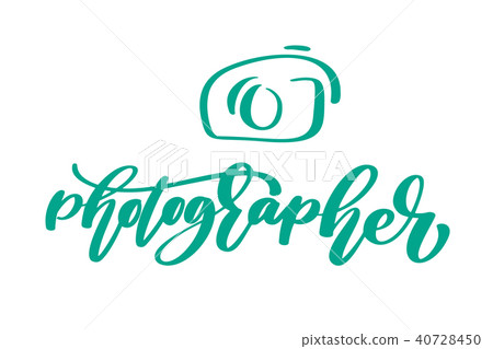 camera photographer logo icon vector template calligraphic inscription photography text Isolated on 40728450