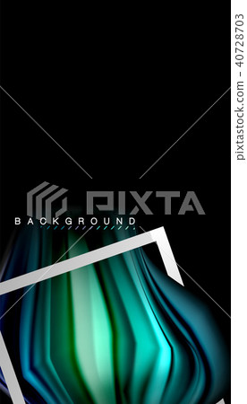 Liquid fluid colors holographic design with metallic style line shape 40728703