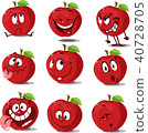 Apple set  flat design cute cartoon  vector 40728705