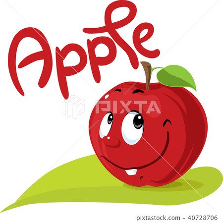 Apple character flat design with text and leaf 40728706