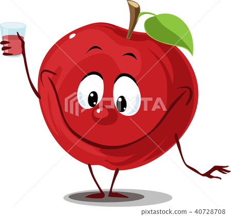 Apple fruit with juice glass -  funny cartoon 40728708