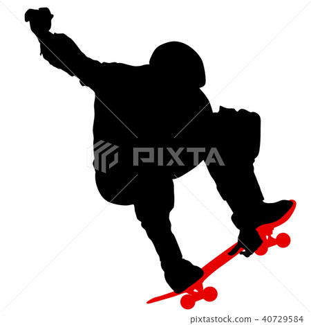 Black silhouette of an athlete skateboarder  jump 40729584