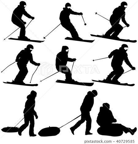 Set mountain skier speeding down slope sport  40729585