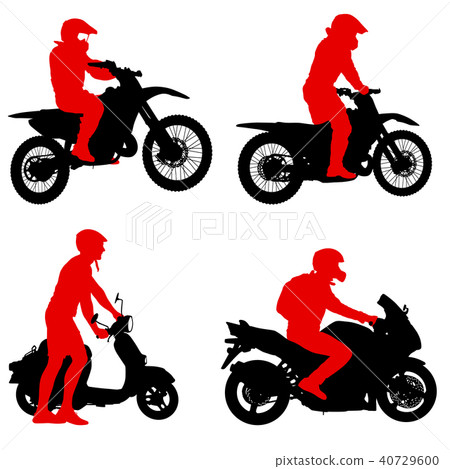 Set silhouettes Rider participates motocross 40729600