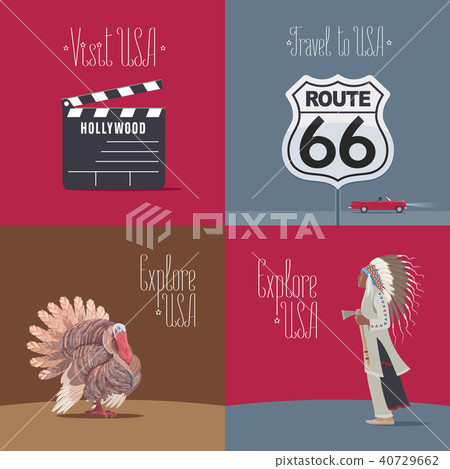 Set of vector illustrations with USA symbols Set of vector illustrations with USA symbols 40729662
