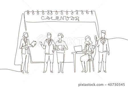 Business meeting - one line design style illustration Business meeting - one line design style illustration 40730345