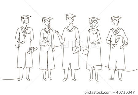 Graduating students - one line design style illustration 40730347