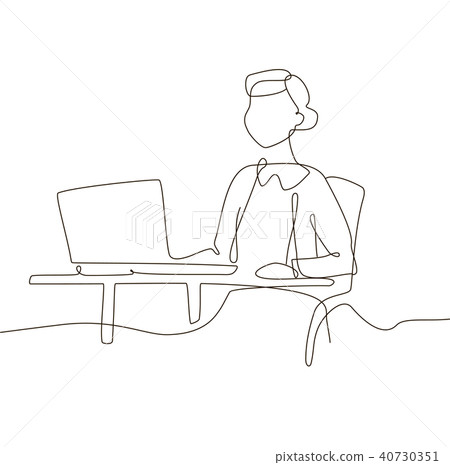 Office worker - one line design style illustration Office worker - one line design style illustration 40730351