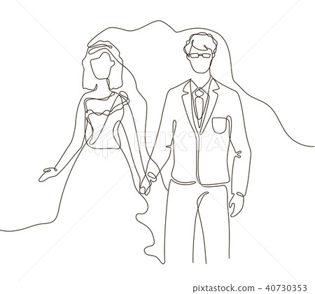 Wedding - one line design style illustration 40730353