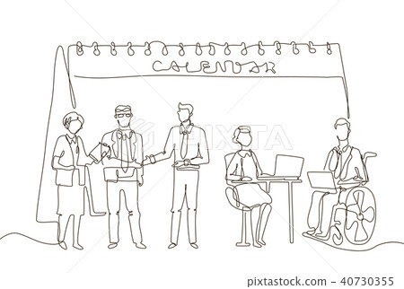 Business meeting - one line design style illustration Business meeting - one line design style illustration 40730355