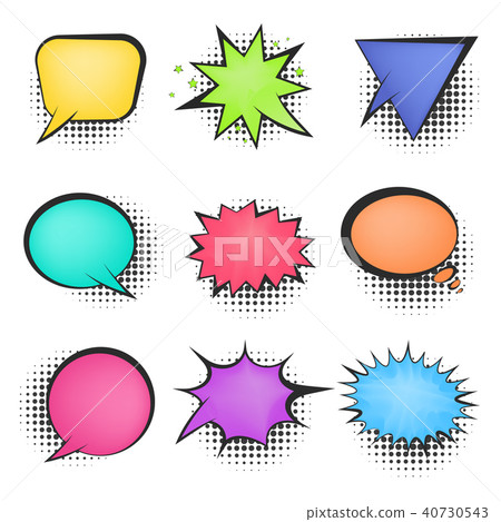 Bright mesh color retro comic speech bubbles Bright mesh color retro comic speech bubbles 40730543