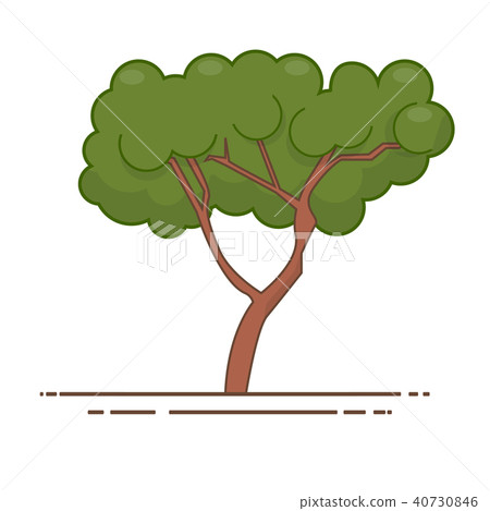 Green tree icon vector. Line color nature symbol isolated 40730846