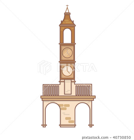 Beautiful outline linear chapel logo line art. Church building with cross 40730850