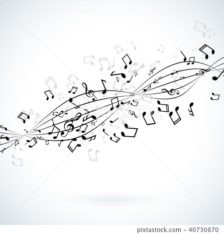 Music Illustration With Falling Notes On White Stock