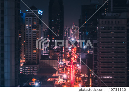 city lights at night - modern city traffic aerial city lights at night - modern city traffic aerial 40731110