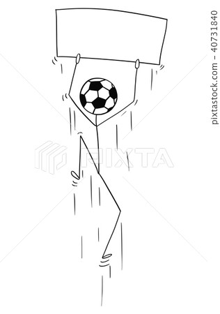 Cartoon Of Stick Man Character With Football Or Stock Illustration