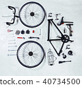 bicycle parts on white rustic background 40734500
